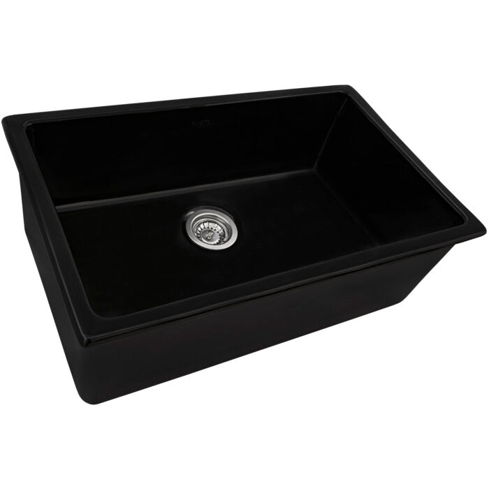 Fiamma Model: RVL2707BK Ruvati 27-inch Fireclay Undermount / Drop-in Topmount Kitchen Sink Single Bowl – Black – RVL2707BK