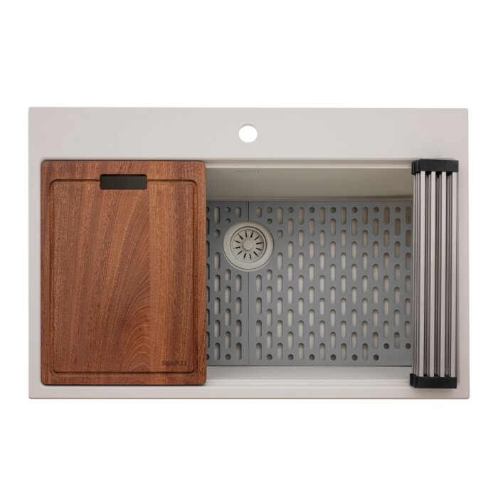 epiRock Model: RVG1325WB Ruvati 33-inch epiRock Workstation Warm White Topmount Kitchen Sink – RVG1325WB