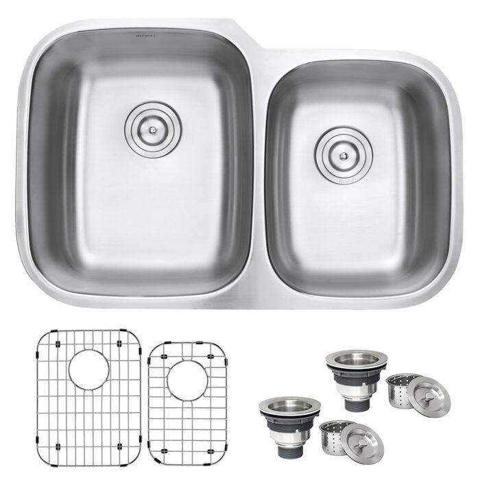Parmi Model: RVM4310 Ruvati 32-inch Undermount 60/40 Double Bowl 16 Gauge Stainless Steel Kitchen Sink – RVM4310
