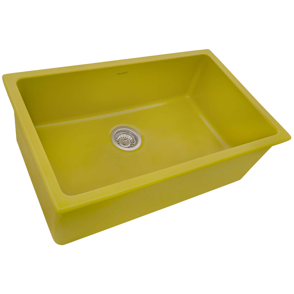 Fiamma Model: RVL3030YL Ruvati 30-inch Fireclay Undermount / Drop-in Topmount Kitchen Sink Single Bowl – Yellow – RVL3030YL