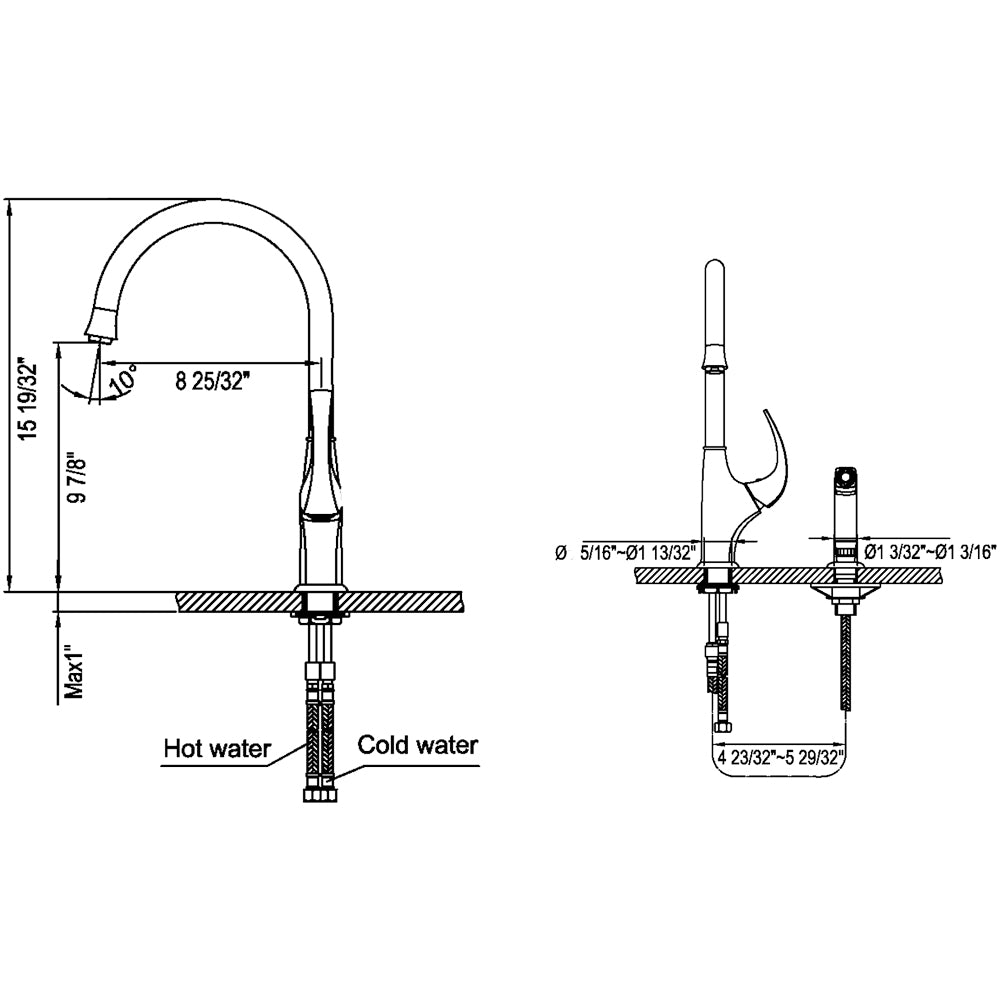 Dawn Single-Lever Faucet with Side Spray In Brushed Nickel Model# AB04 3276BN