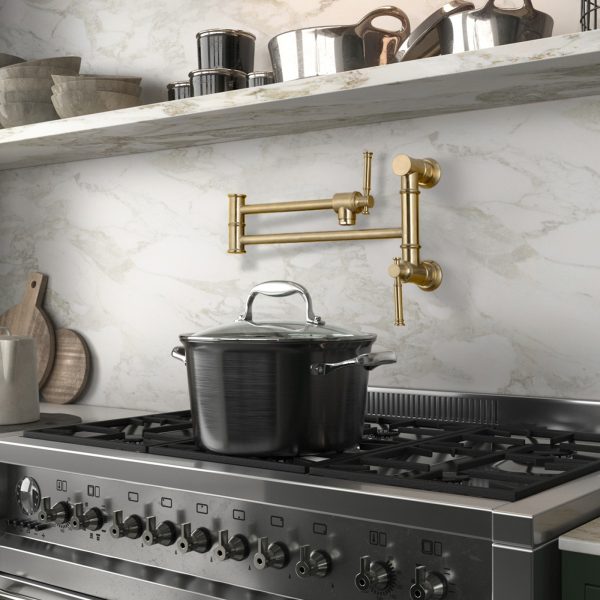 Oakland Two Handle Pot Filler Faucet in Satin Gold – Model# KSPF312SG
