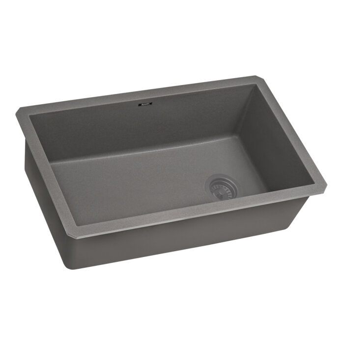 epiGranite Model: RVG2033UG Ruvati 32 x 19 inch epiGranite Undermount Granite Composite Quartz Single Bowl Kitchen Sink – Urban Gray – RVG2033UG