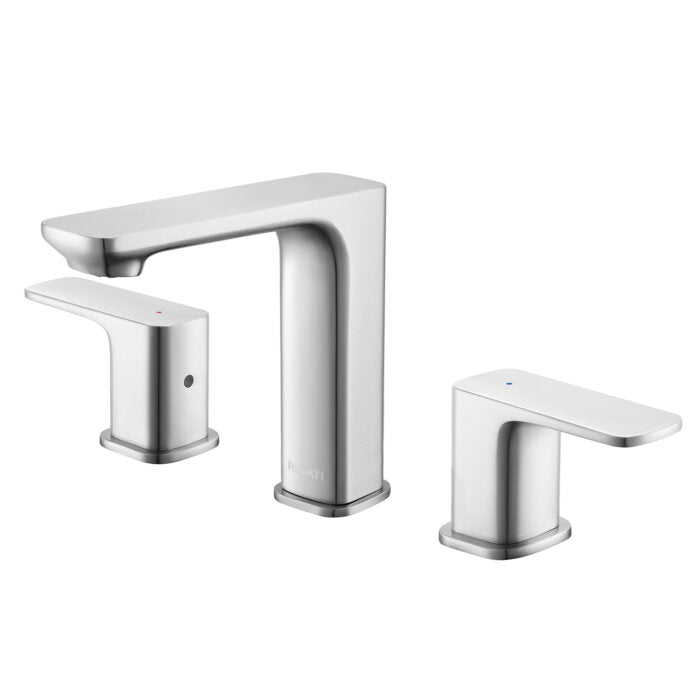 Lanai Model: RVF5237BN Ruvati Lanai Two Handle Widespread Modern Rectangular Square Bathroom Faucet in Brushed Nickel – RVF5237BN