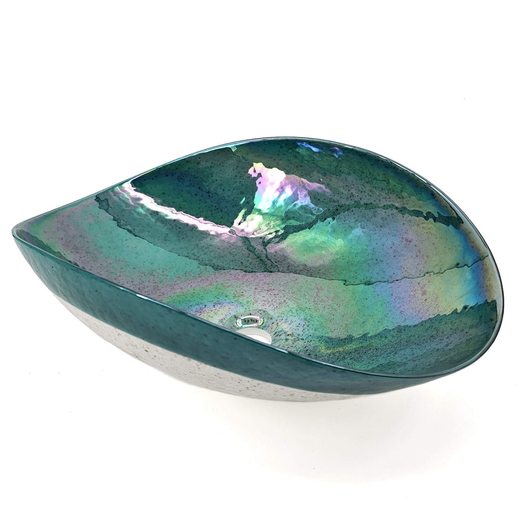 Murano Model: RVB3056 Ruvati 19 inch Murano Glass Art Vessel Seashell Decorative Pattern Bathroom Sink – Seafoam Green – RVB3056 Color