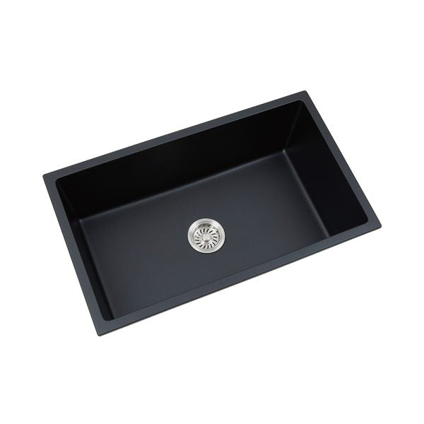 Oakland 32″ Undermount Granite Composite Single Bowl Kitchen Sink In Black Model# KGU321910BK