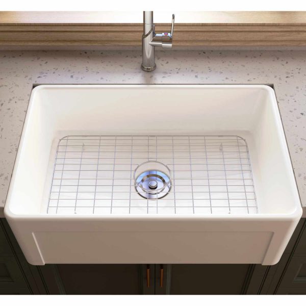 Oakland 30"X20"' Single Bowl Porcelain Apron Farm Sink in White Model # KPF3020W-CB