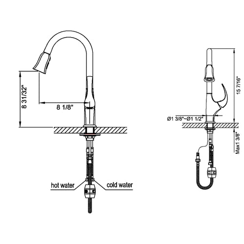 Dawn Single-Lever Pull-Out Spray Kitchen Faucet In Chrome Model# AB04 3277C