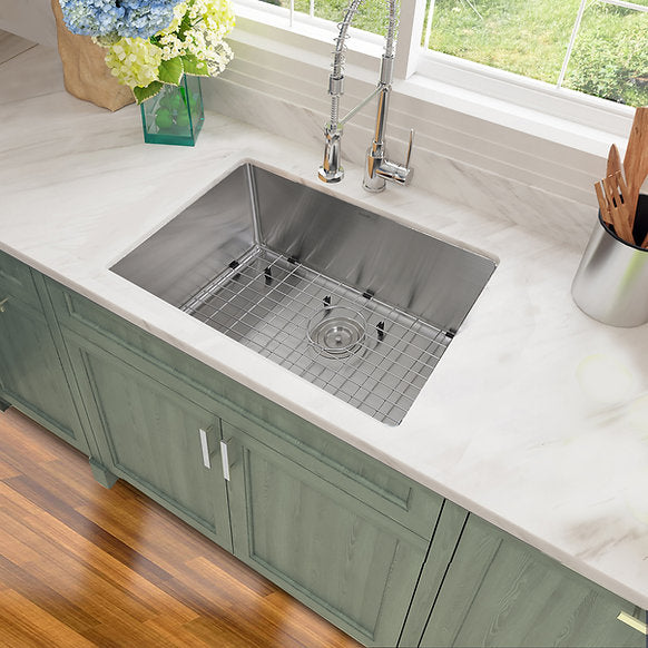 Nantucket Sinks - Pro Series Stainless Steel Undermount Small Radius Corners Rectangle Single Bowl Kitchen Sink, 16 Gauge Model# SR2818-16