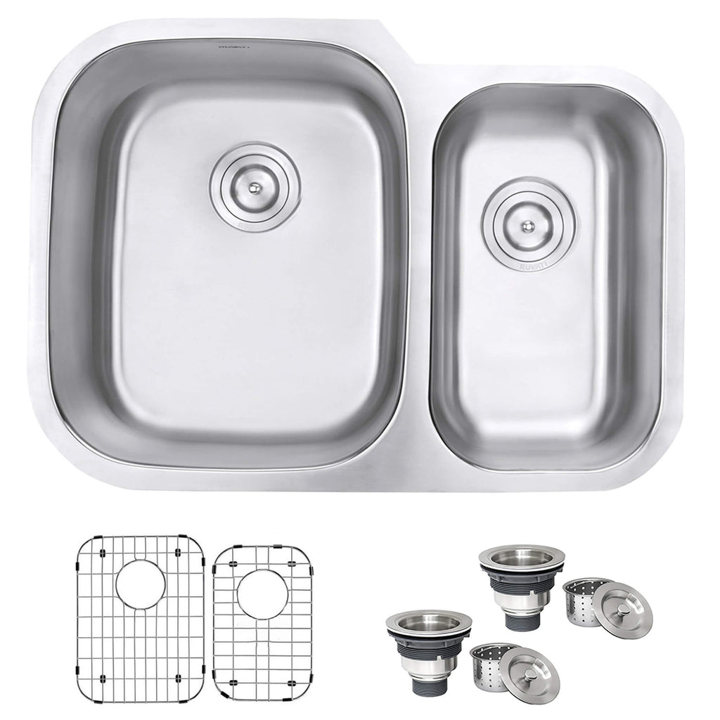 Parmi Model: RVM4500 Ruvati 29-inch Undermount 60/40 Double Bowl 16 Gauge Stainless Steel Kitchen Sink – RVM4500