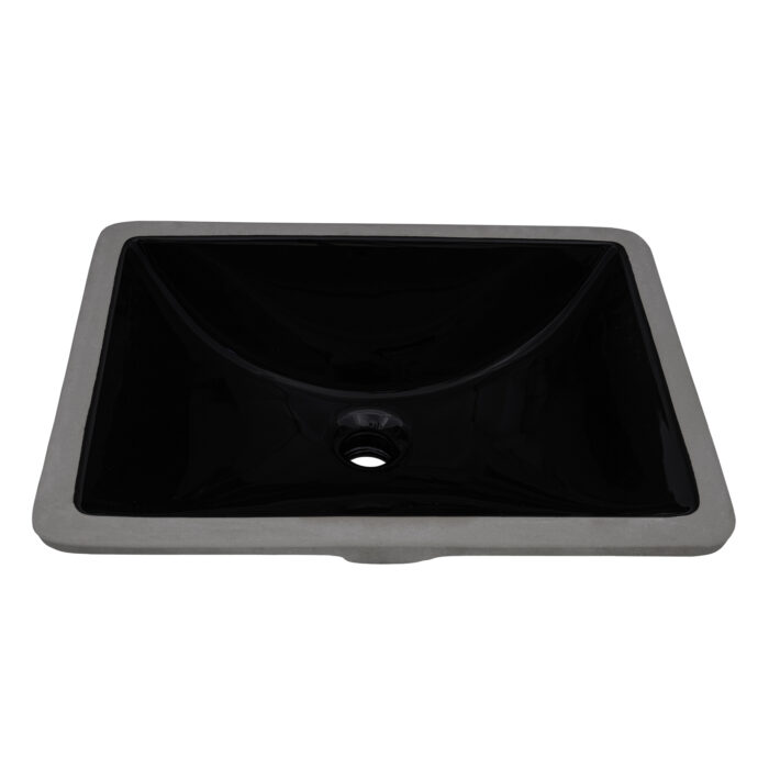 Krona Model: RVB0718BK Ruvati 16 x 11-3/4 inch Undermount Bathroom Vanity Sink Black Rectangular Porcelain Ceramic with Overflow – RVB0718BK