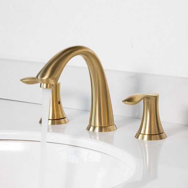Oakland Wide Spread Bathroom Sink Faucet with Pop Up Drain in Satin Gold Model# KSB8232SG