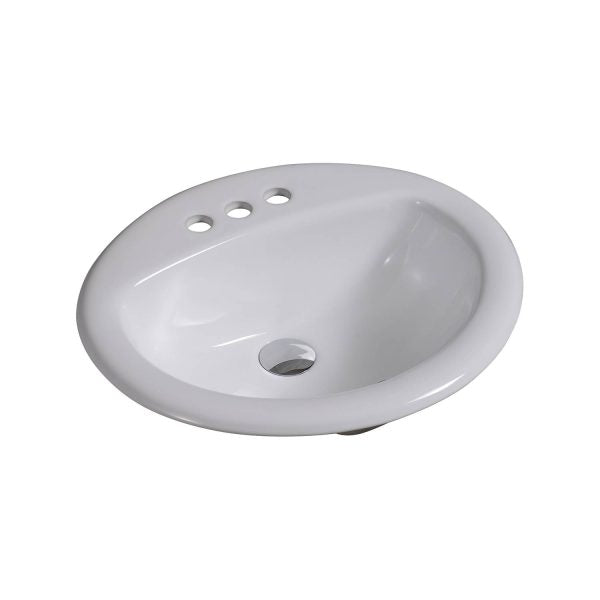 Oakland 20″ x 17″ Oval Drop-In Top Mount Ceramic Bathroom Sink with Overflow Drain – Model #LVT2017W