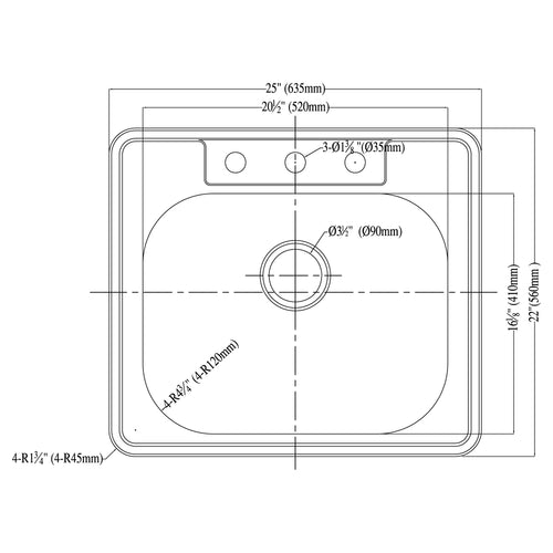 Dawn Single Bowl Stainless Steel Topmount Kitchen Sink Model# AST103