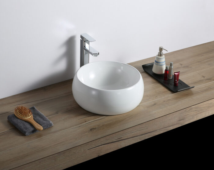 Vista Ruvati 16" Bathroom Vessel Sink Round White Above Counter Circular Porcelain Ceramic – Model# RVB0316