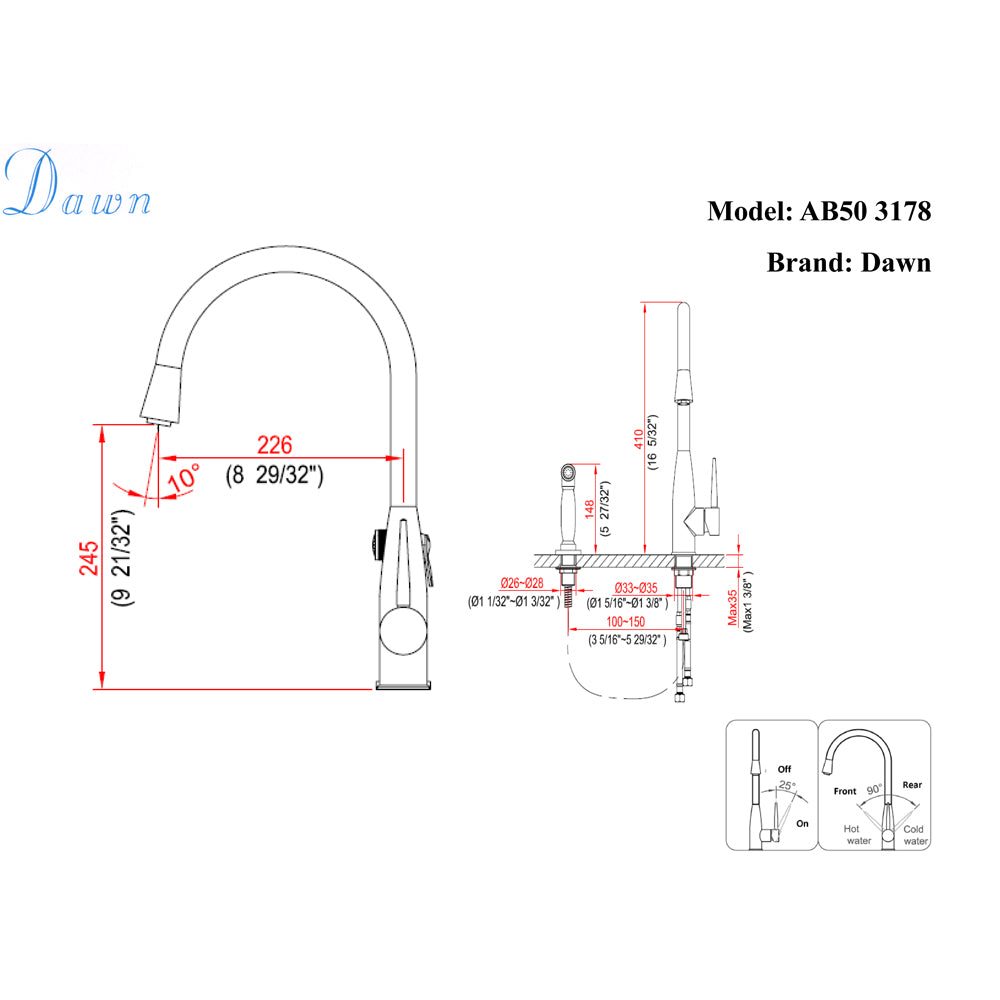 Dawn Single-Lever Faucet with Side Spray In Chrome Model# AB50 3178C