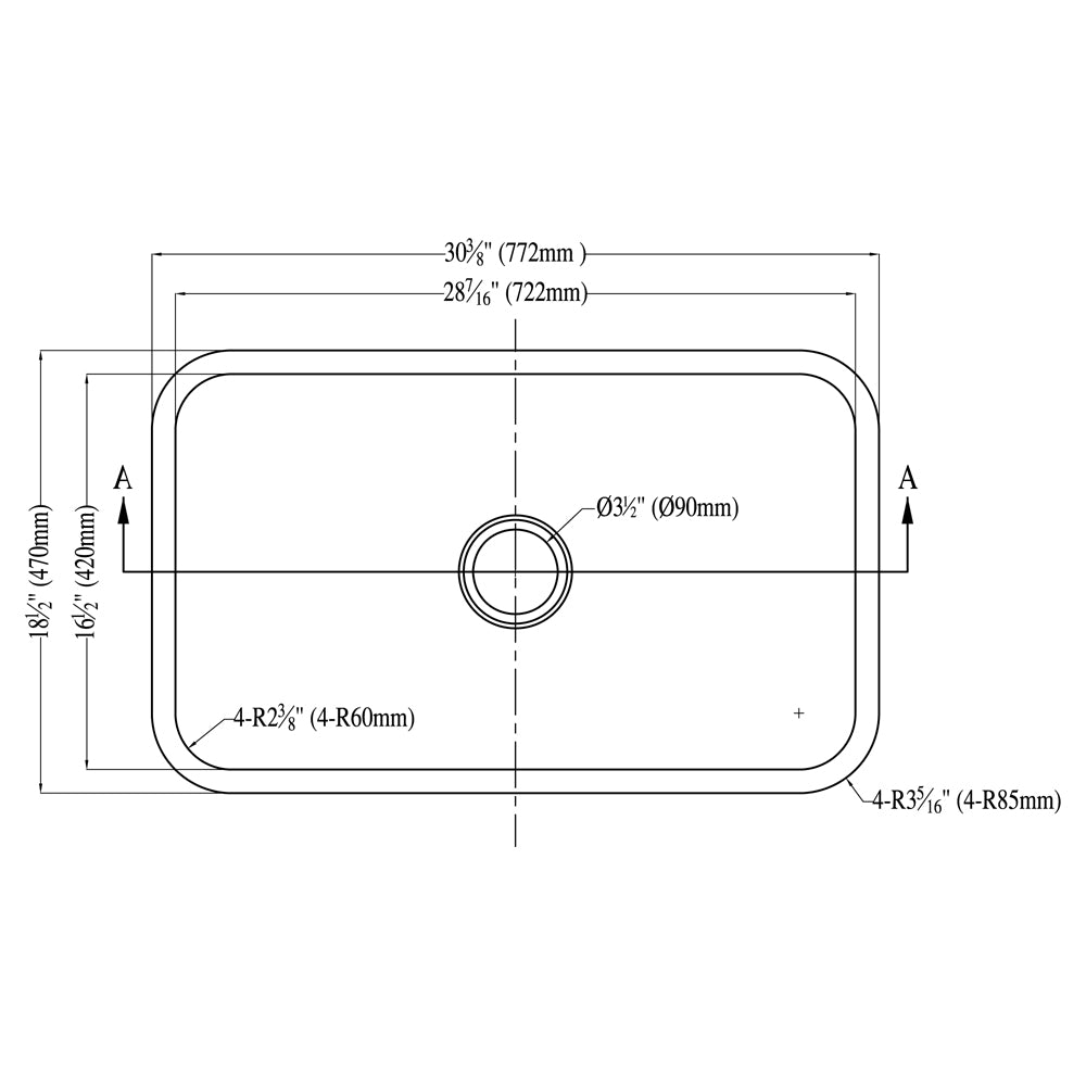 Dawn Stainless Steel Single Bowl 30" Undermount Kitchen Sink Model #ASU106