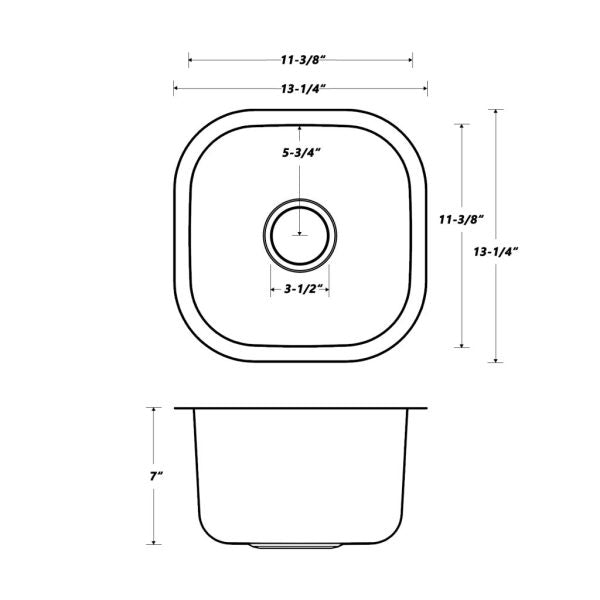 Oakland 13″ Undermount 18 Gauge Stainless Steel Single Bowl Bar/Prep Sink Model# KSU1313