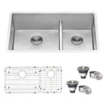 Urbana Ruvati 28-inch Low-Divide Undermount 60/40 Double Bowl Rounded Corners 16 Gauge Stainless Steel Kitchen Sink – Model# RVH7255
