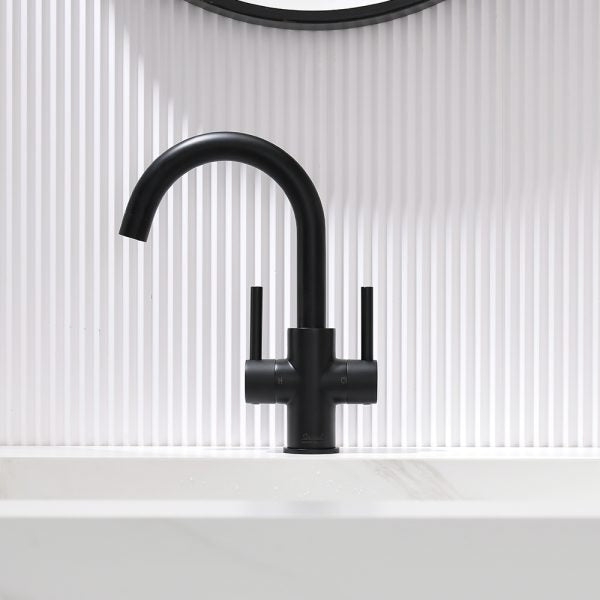 Oakland Two Handles Bathroom Sink Faucet with Pop Up Drain in Matte Black Model#KSB1217MB