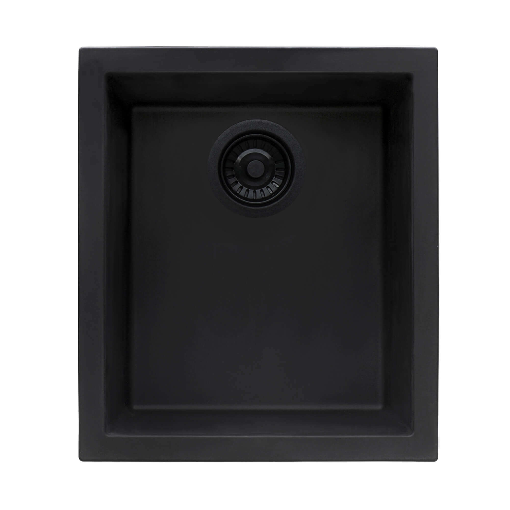 epiGranite Model: RVG2016BK Ruvati 15 x 17 inch Granite Composite Quartz Undermount Single Bowl Wet Bar Prep Sink – Midnight Black – RVG2016BK