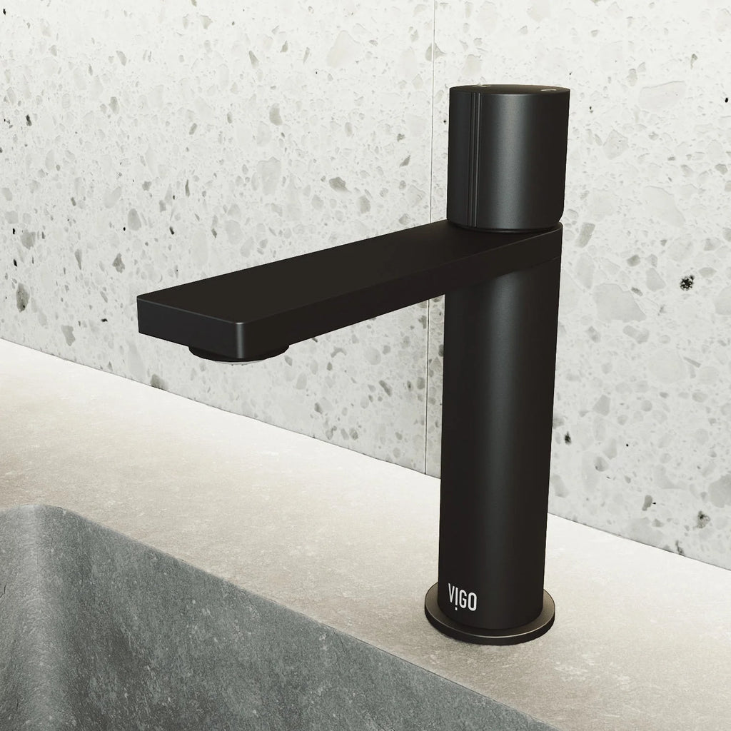 VIGO - Elan Single Hole Bathroom Faucet In Matte Black Model# VG01045MB