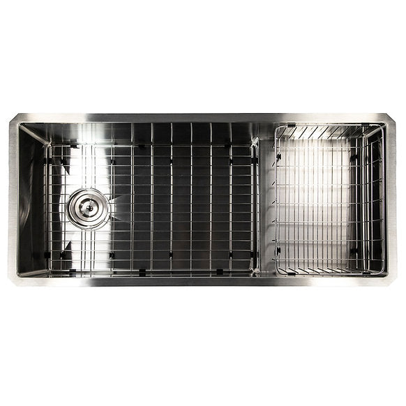 Nantucket Sinks - 39" Undermount Stainless Steel Kitchen Sink with Raised Platform Shelf Model# STEPPE3918