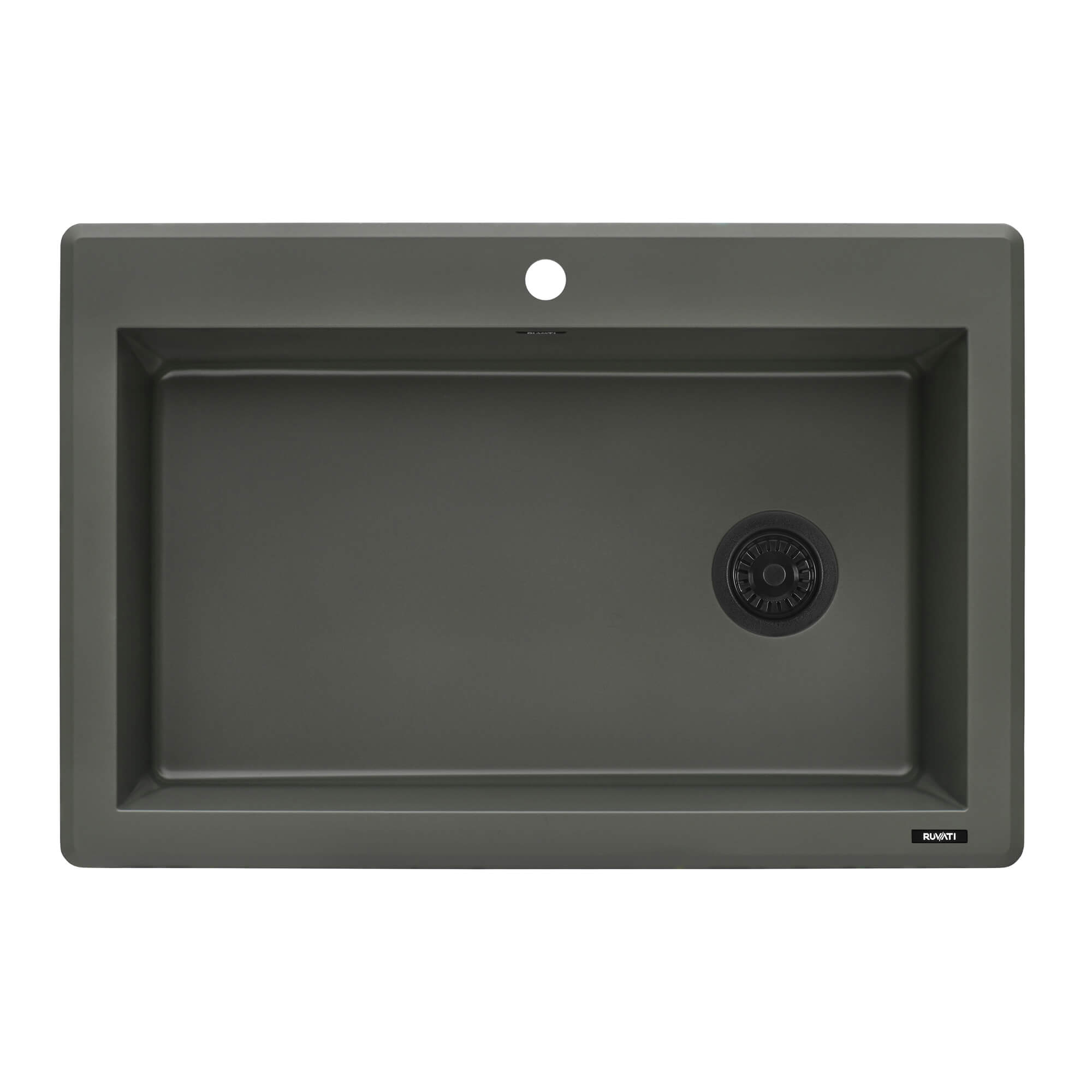 epiGranite Model: RVG1033RN Ruvati 33 x 22 inch Granite Composite Quartz Drop-in Topmount Single Bowl Kitchen Sink – Juniper Green – RVG1033RN