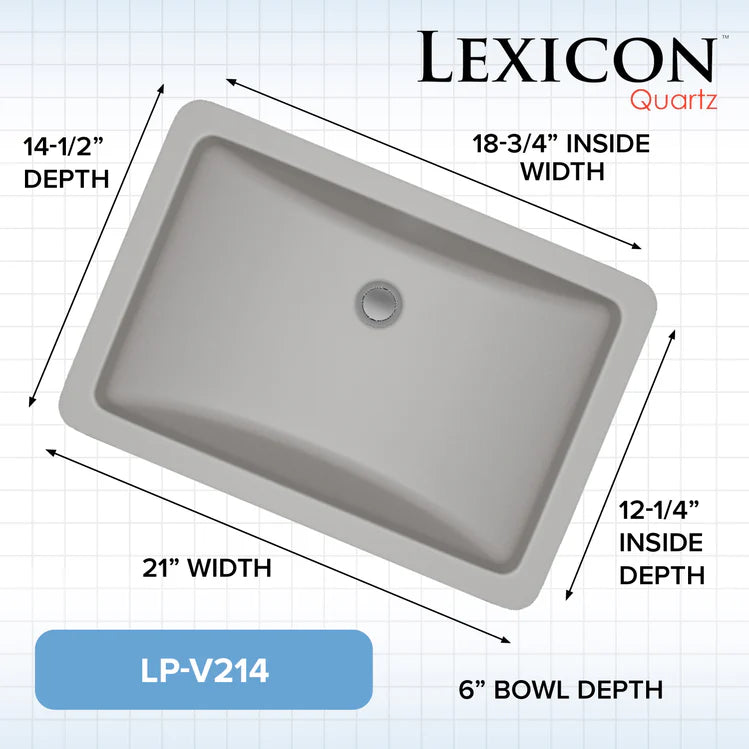 Lexicon Platinum V214 Quartz Composite Rectangle Vanity Sink Model# V214