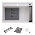 epiCube Model: RVG1634WH Ruvati 34-inch epiCube Granite Composite Quartz Workstation Drop-in Topmount Kitchen Sink Arctic White Matte – RVG1634WH