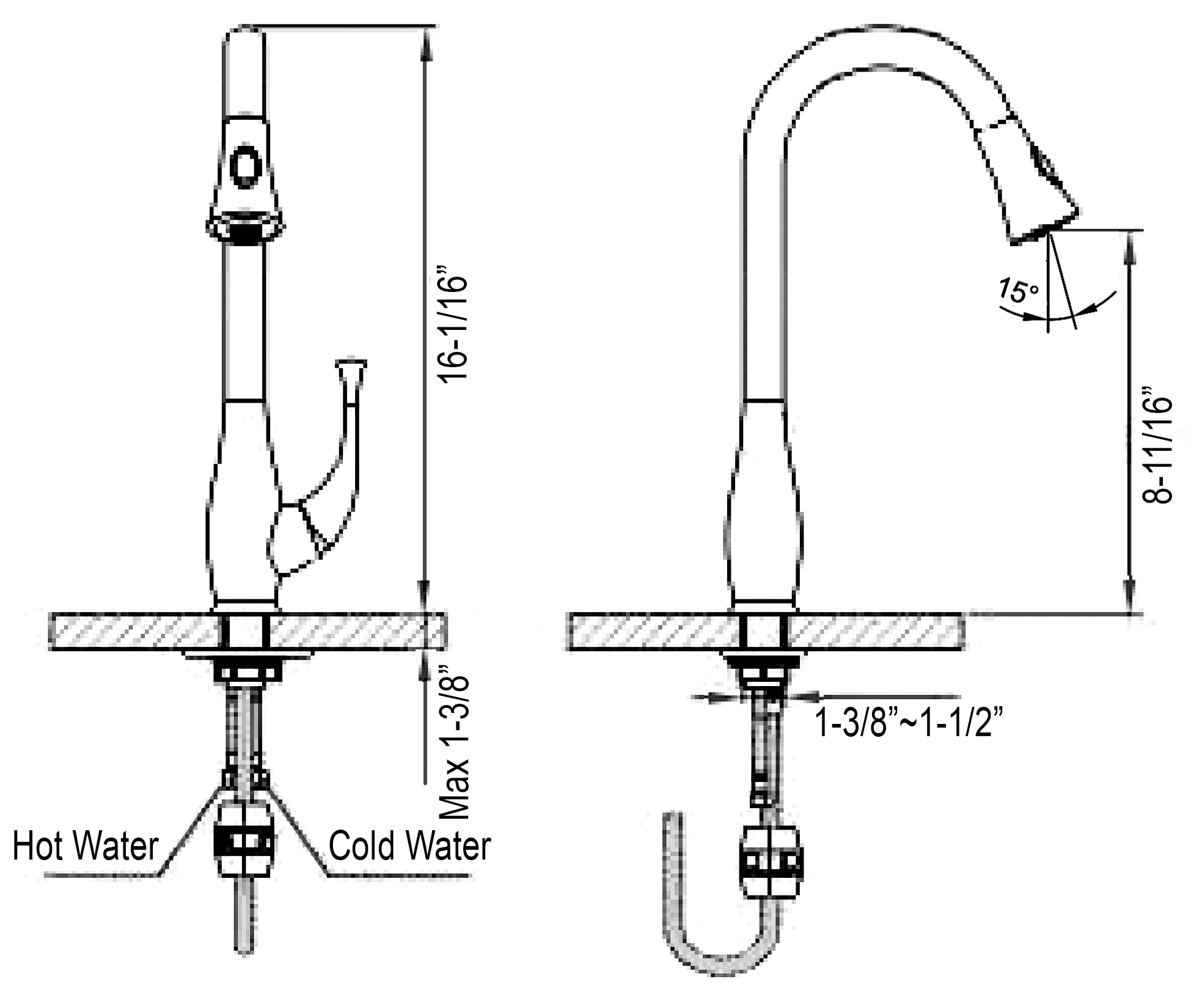 Dawn Single-Lever Pull-Out Spray Kitchen Faucet In Brushed Nickel Model# AB50 3091BN