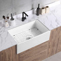 Oakland 30"X18"' Single Bowl Porcelain Apron Farm Sink in White Model # KPF3018W-CB