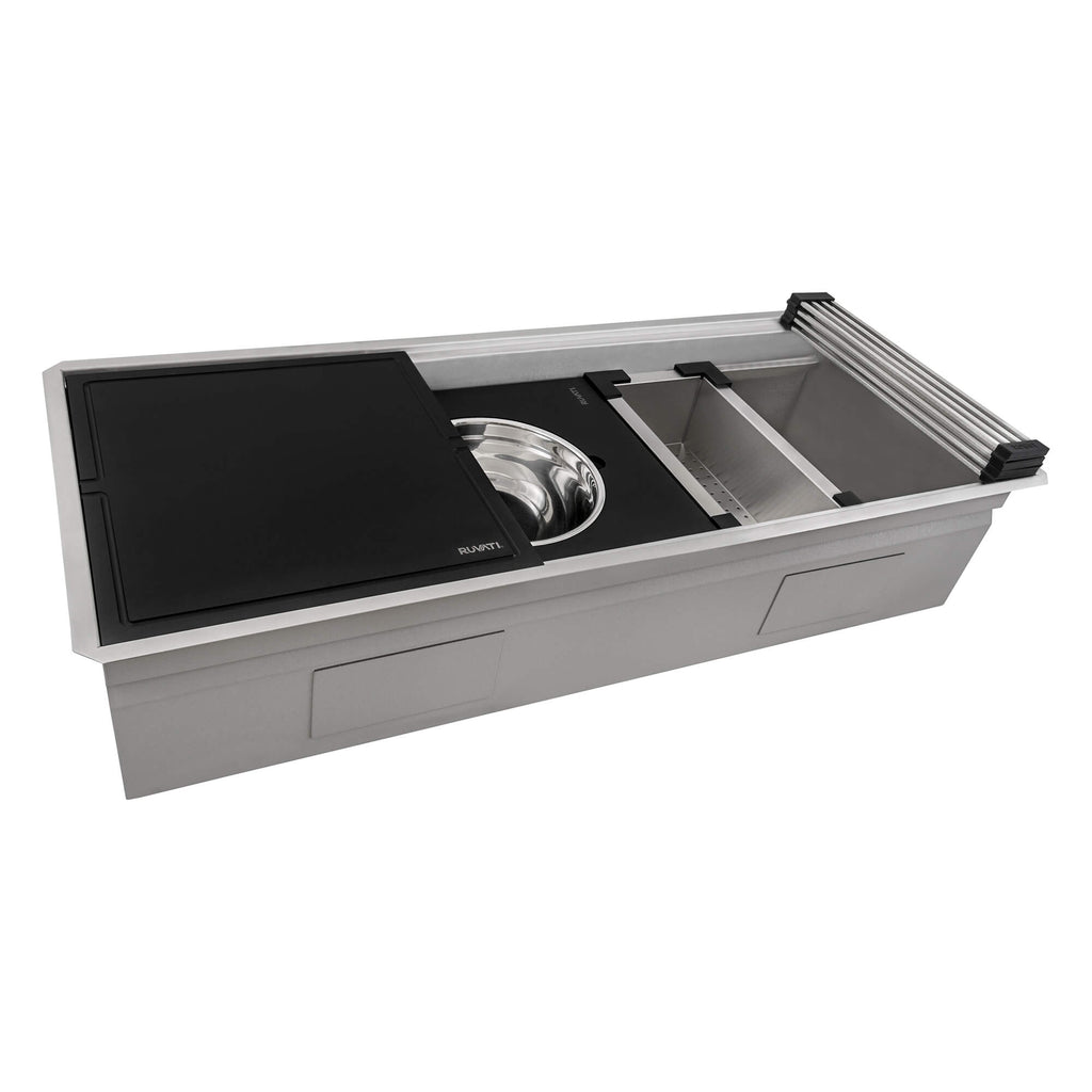 Dual-Tier Nova Model: RVH8335 Ruvati 45-inch Workstation Two-Tiered Ledge Kitchen Sink Undermount 16 Gauge Stainless Steel – RVH8335