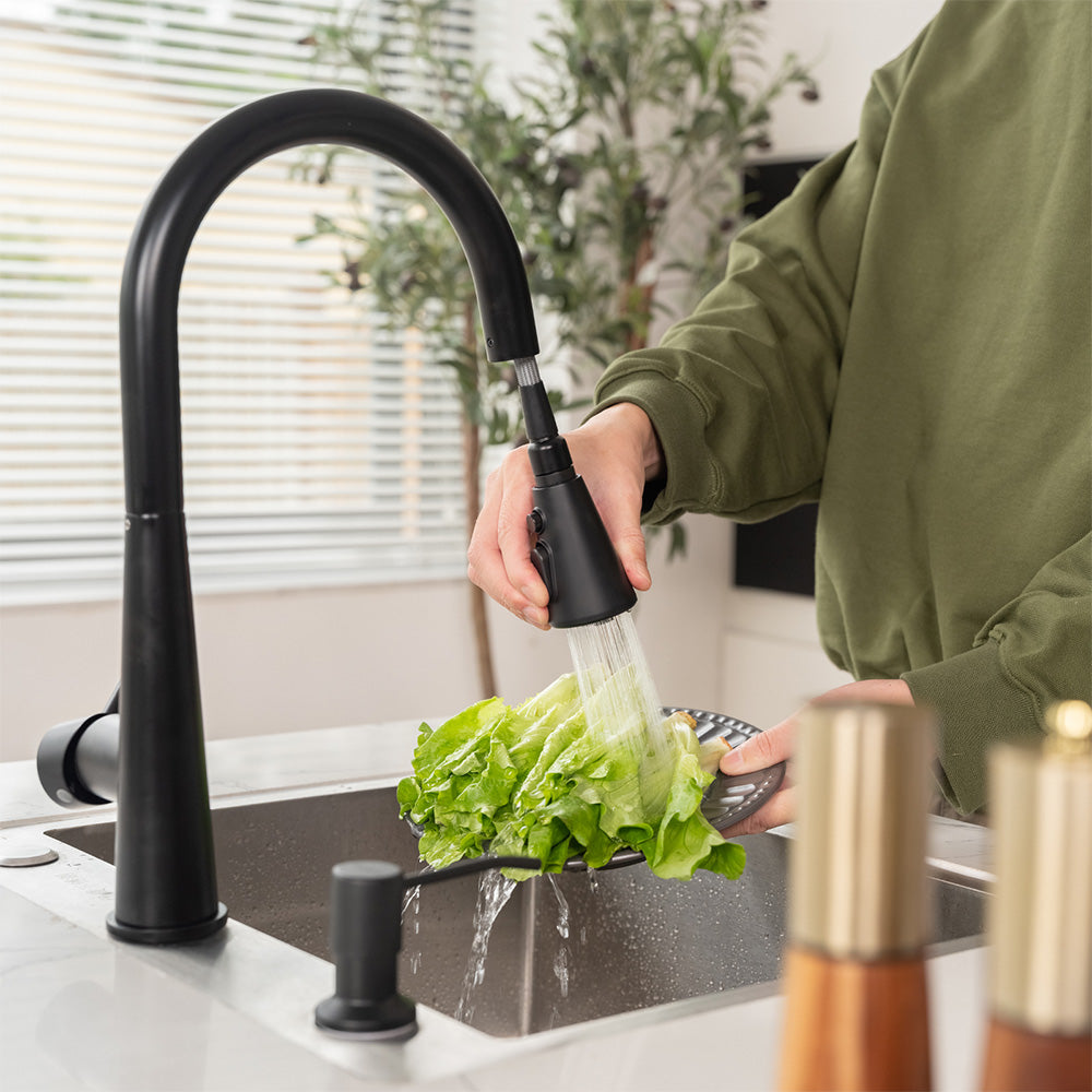 Single Handle Pull-Down 1 Hole Kitchen Faucet in Matte Black Model# KSK1123MB