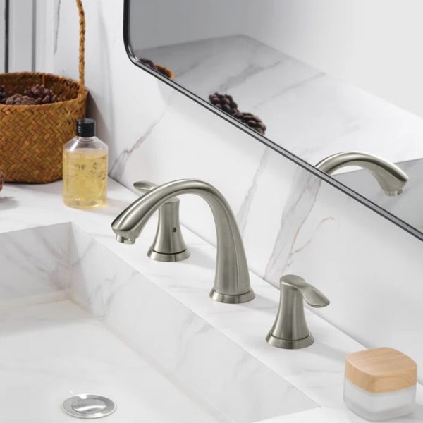 Oakland Wide Spread Bathroom Sink Faucet with Pop Up Drain in Brushed Nickel Model# KSB8232BN