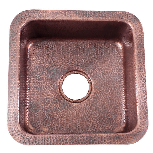 Nantucket Sinks - Hand Hammered Copper Square Dual Mount Bar/Prep Sink Model# SQRC-7PS