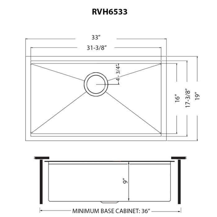 Giana Ruvati 33" Matte Gold Workstation Undermount Kitchen Sink Single Bowl – Model# RVH6533GG