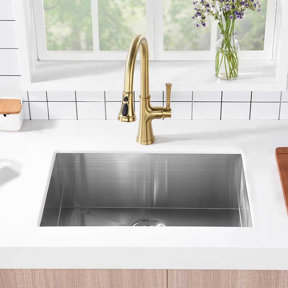 27″ Zero Radius Undermount Single Bowl Stainless Steel Kitchen Sink - Model #KSH27189S
