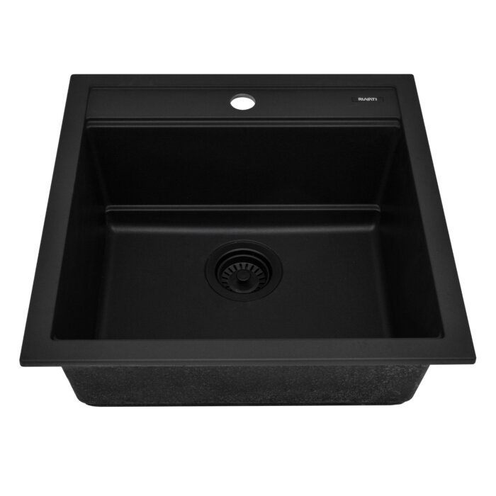 epiCube Model: RVG1620BK Ruvati 20-inch epiCube Granite Composite Quartz Workstation Matte Black Drop-in Topmount Wet Bar Prep Sink – RVG1620BK