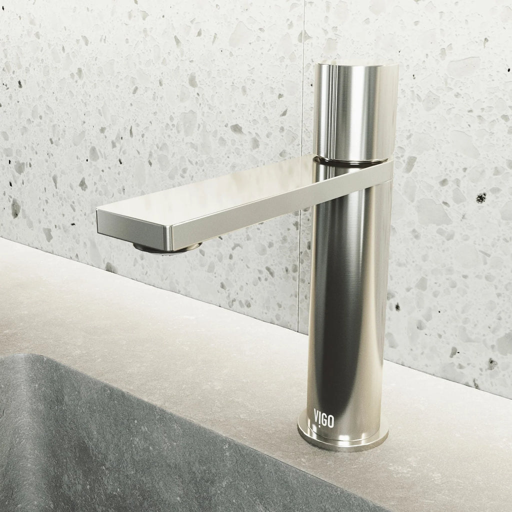 VIGO - Elan Single Hole Bathroom Faucet In Brushed Nickel Model# VG01045BN