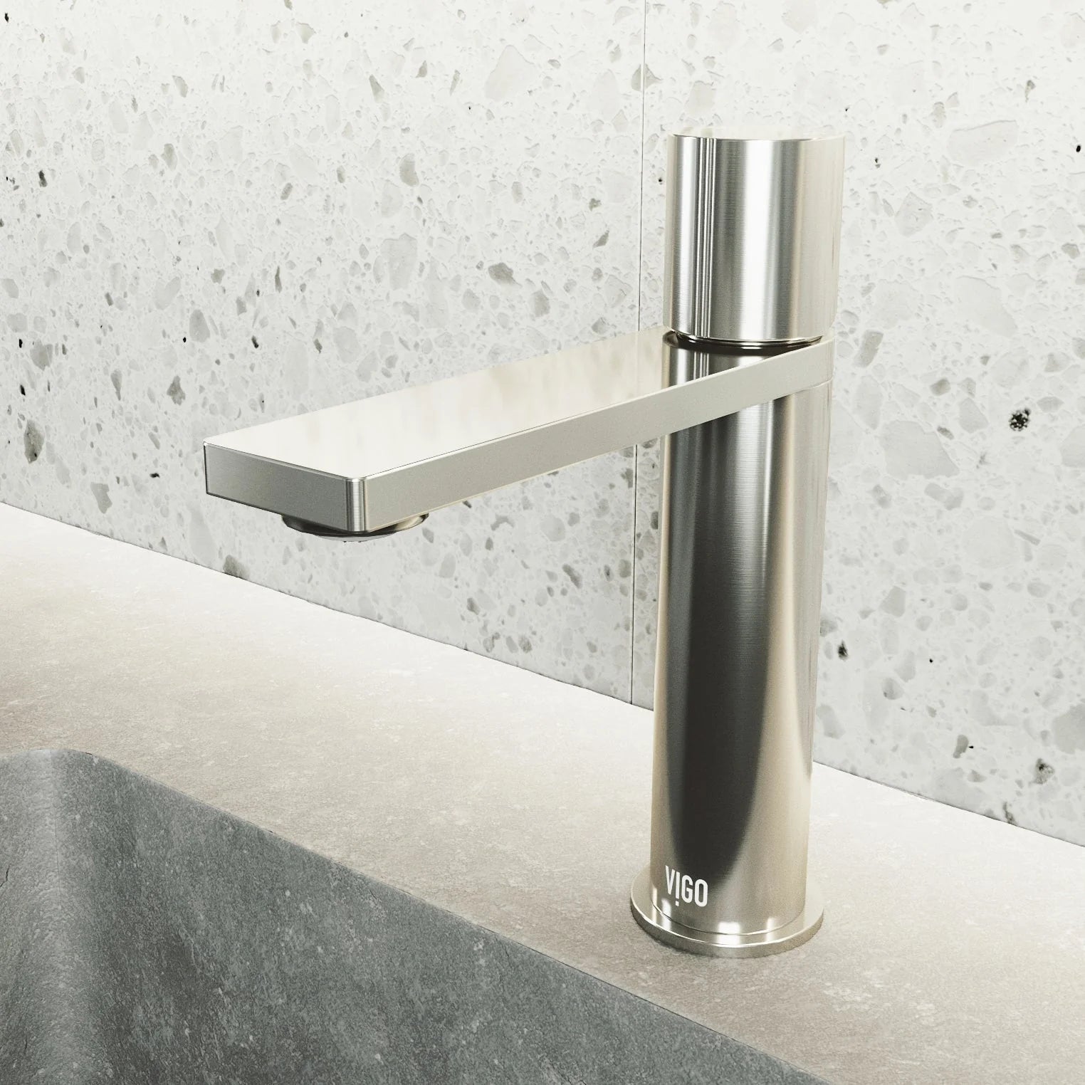 VIGO - Elan Single Hole Bathroom Faucet In Brushed Nickel Model# VG01045BN