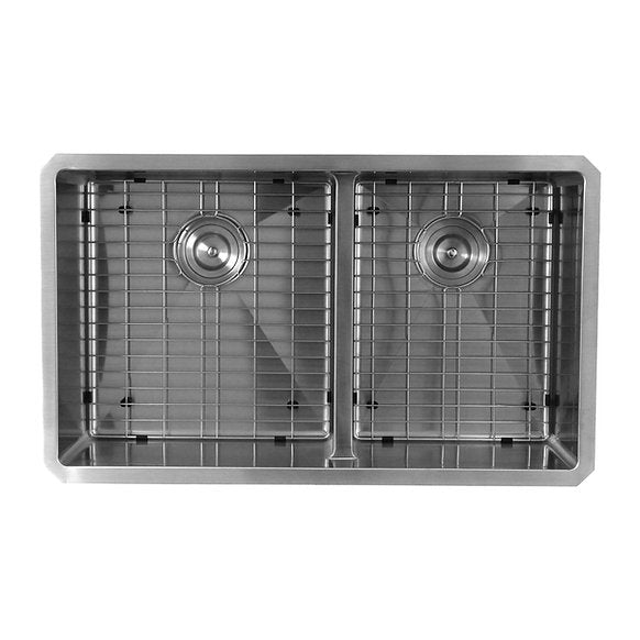 Nantucket Sinks - 32" Pro Series 60/40 Stainless Steel Undermount Double Bowl Kitchen Sink Model# SR3219-OS-16