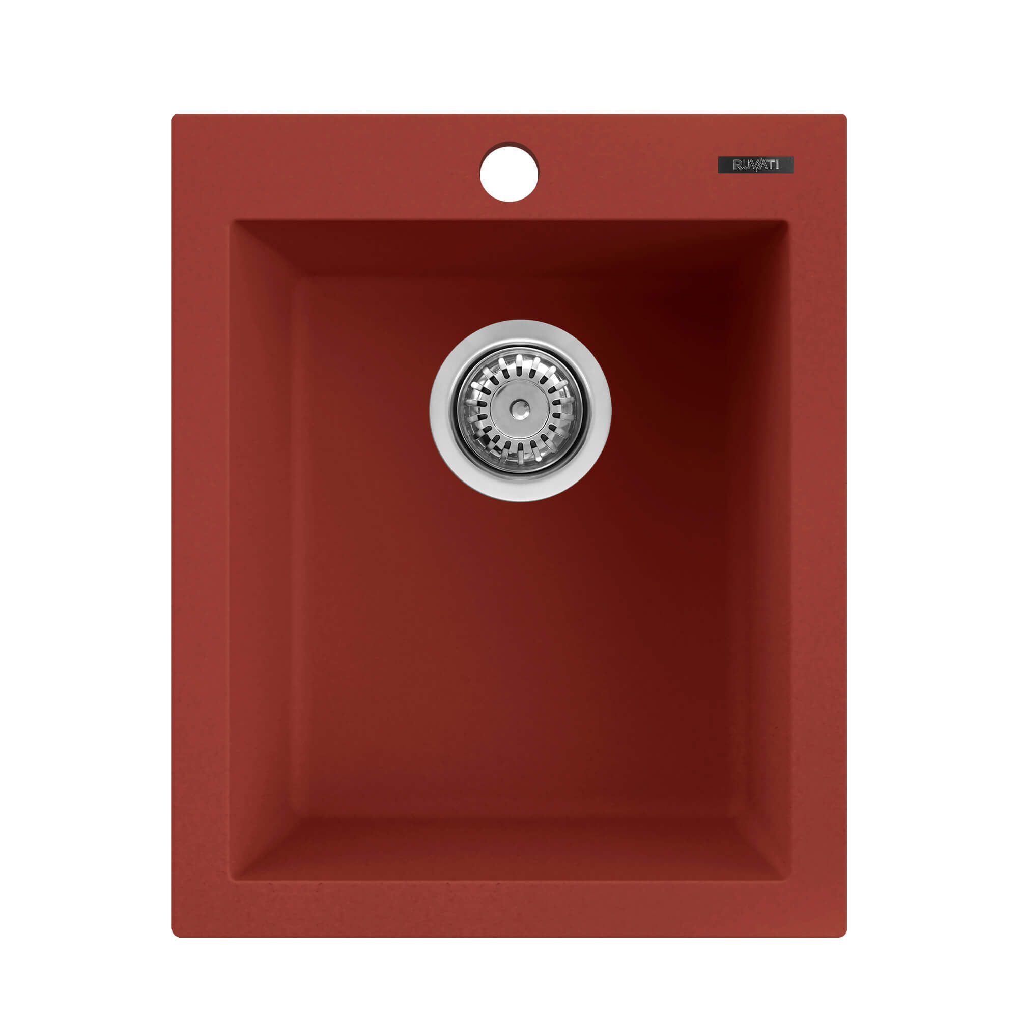 epiGranite Model: RVG1016BR Ruvati 16 x 20 inch epiGranite Drop-in Topmount Granite Composite Quartz Single Bowl Wet Bar Prep Sink – Berry Red – RVG1016BR