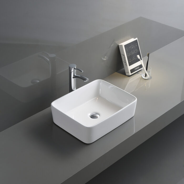 Vista Model: RVB1915 Ruvati 19 x 14 inch Bathroom Vessel Sink White Rectangular Above Vanity Counter Porcelain Ceramic – RVB1915