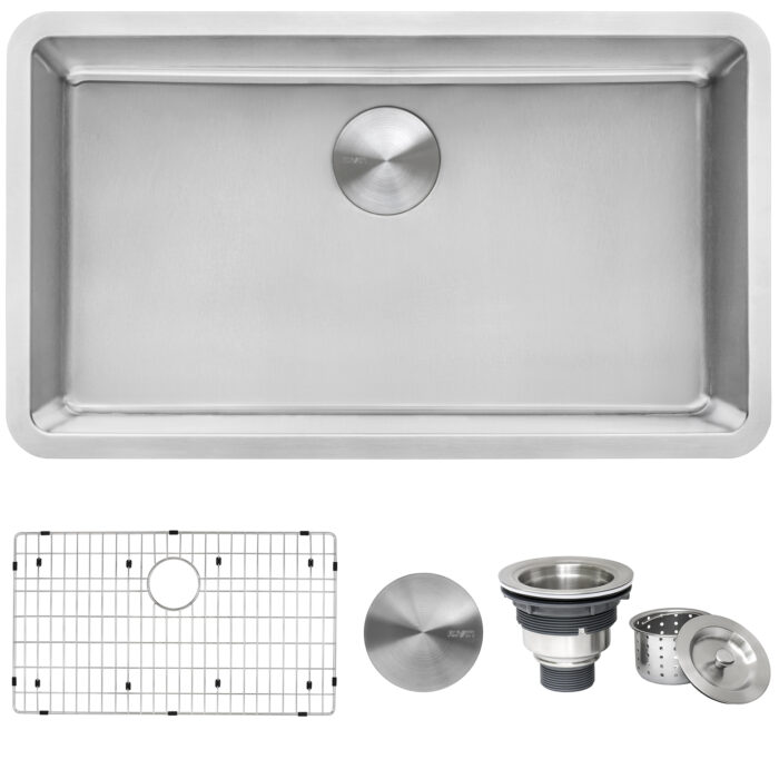 Modena Model: RVM5931 Ruvati 31-inch Undermount Kitchen Sink 16 Gauge Stainless Steel Single Bowl – RVM5931