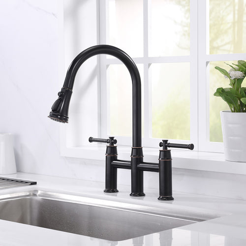 8” Double Handle 3 Hole Kitchen Faucet in Oil Rubbed Bronze – Model# KSK8239RB