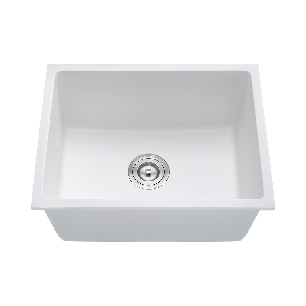Oakland 23″ Undermount Granite Composite Single Bowl Kitchen Sink In White Model# KGU23189WT
