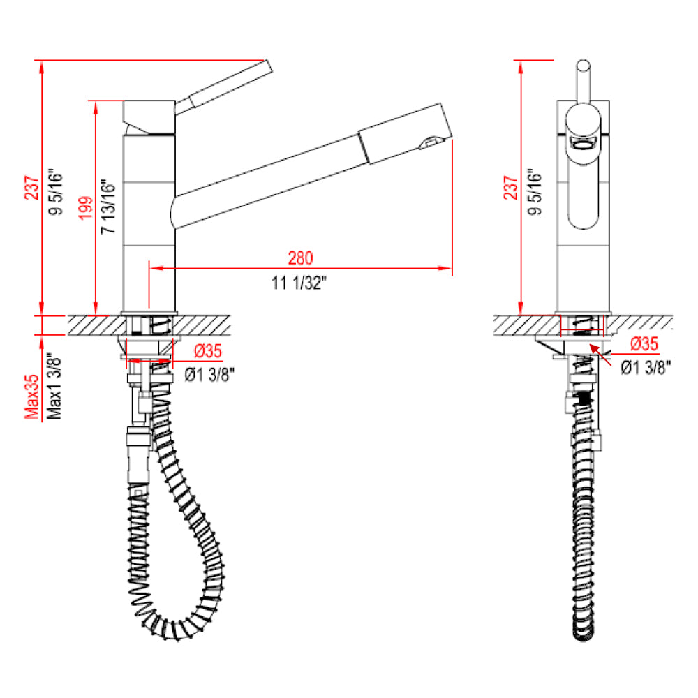 Dawn Single-Lever Pull-Out Kitchen Faucet In Chrome Model# AB33 3241C