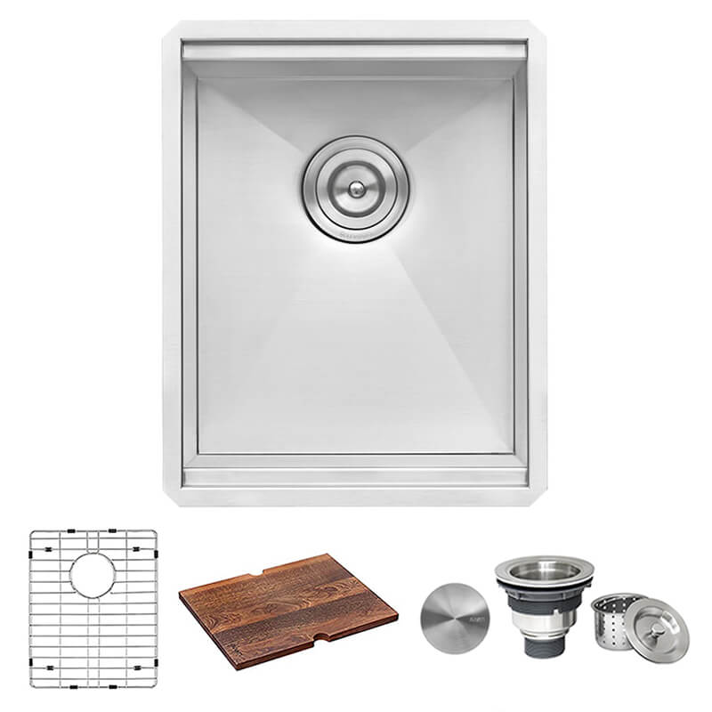 Roma Ruvati 15″ Workstation Bar Prep Sink Ledge Undermount 16 Gauge Stainless Steel Single Bowl – Model # RVH8304