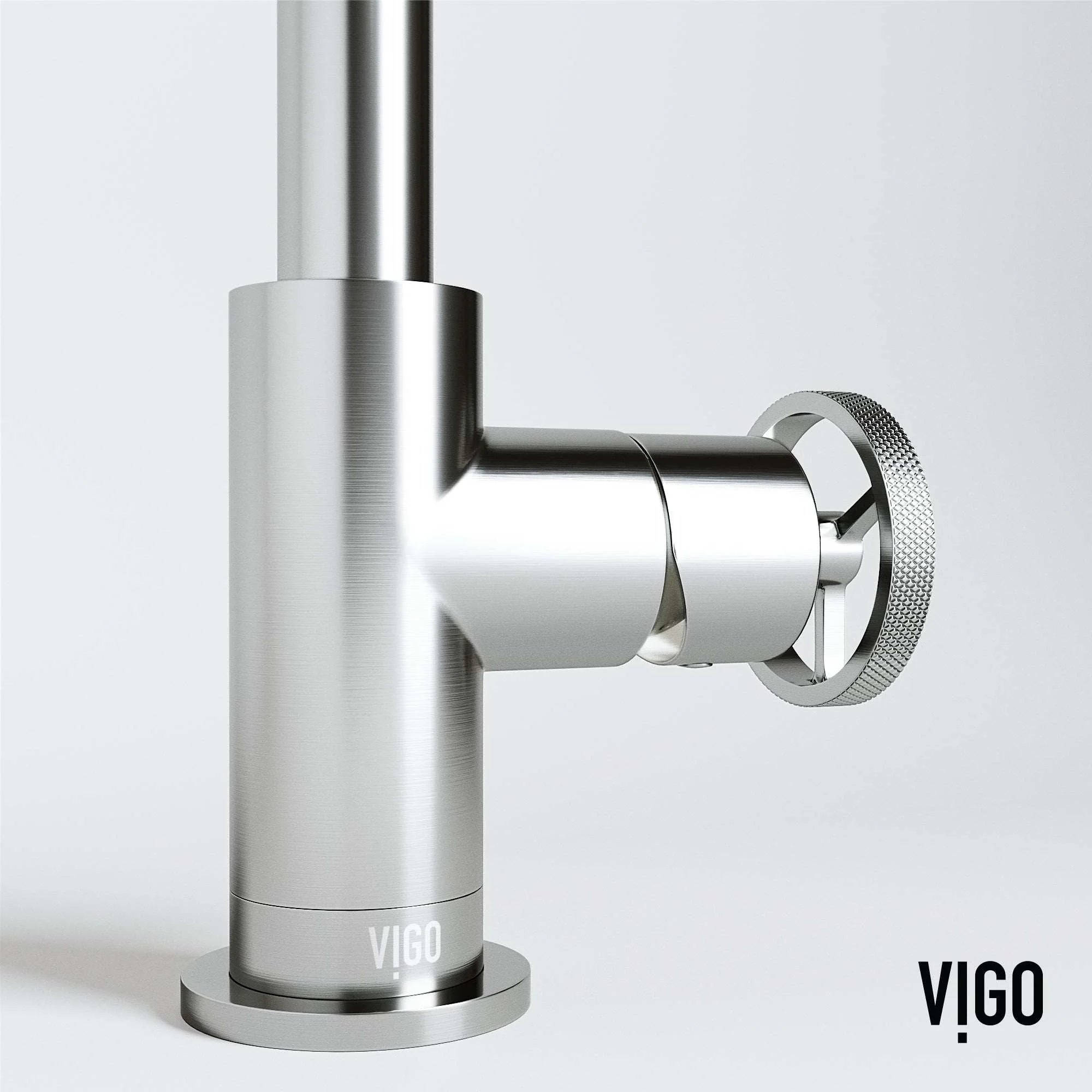 VIGO - Cass Single Hole Bathroom Faucet with Knurled Wheel Handle In Brushed Nickel Model# VG01047BN